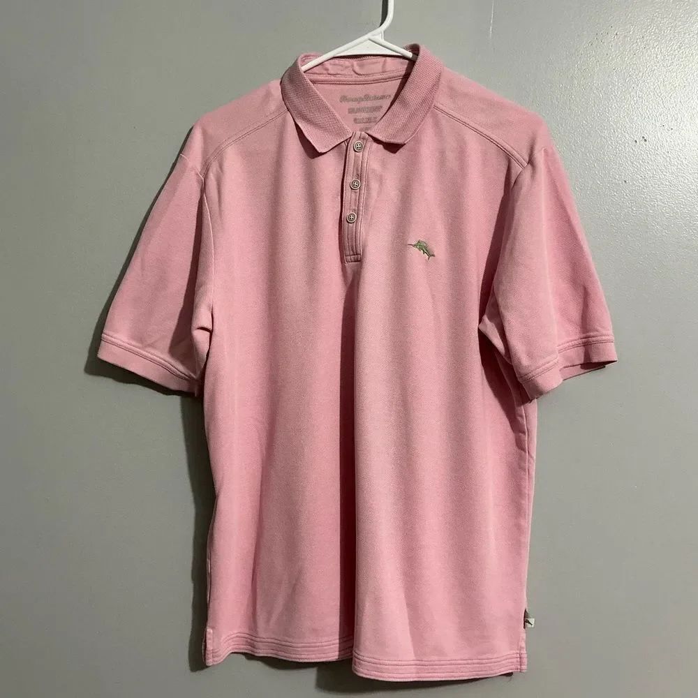 Tommy Bahama Men's Size M Pink Marlin Logo Short Sleeve Polo Shirt